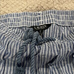 Lauren Ralph Lauren Navy Striped Drawstring Pants